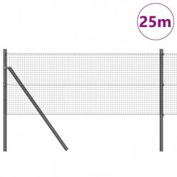 Clôture en fil soudé avec 13 poteaux gris 0.8x25 m en acier