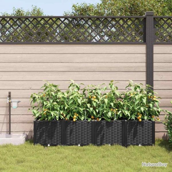 Jardinires de jardin 1 pc Noir 160 x 40 x 37.5 cm Plastique