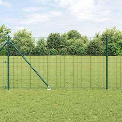 Clôture Euro avec 7 poteaux en pointe 1x10 m en acier galvanisé vert