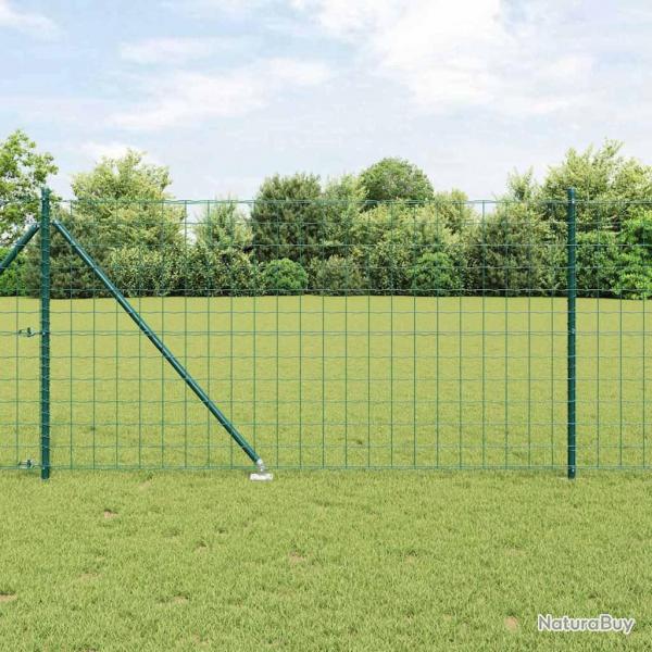 Clture Euro avec 7 poteaux en pointe 1x10 m en acier galvanis vert