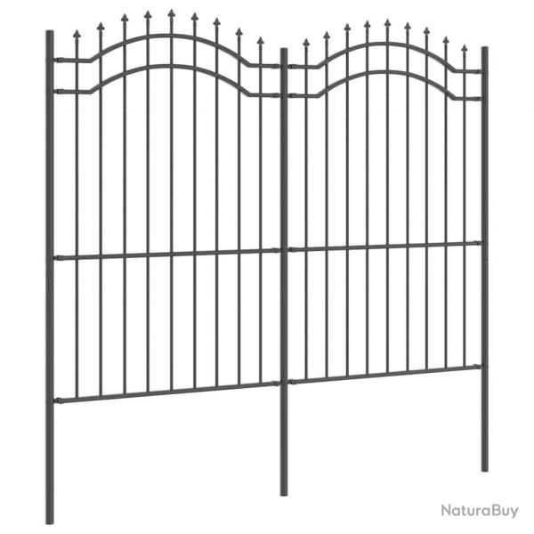 Clture de jardin Gris 215 cm Acier peint par poudre