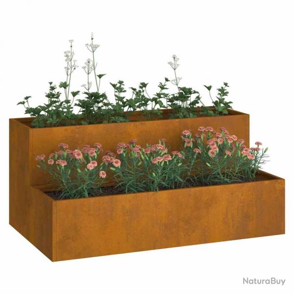 jardinire 2 niveaux 100x60x45 cm en acier rsistant aux intempries
