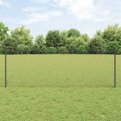 Clôture en fil soudé avec 11 Poteaux en U Gris 0,8x25 m Acier