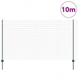 Clôture Euro avec 5 poteaux en U Vert 1.4x10 m Acier