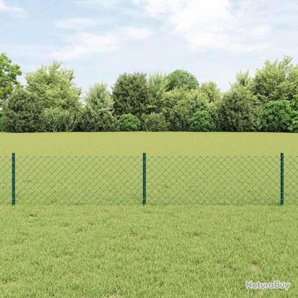 Clture en maillons avec 22 poteaux en U verts 0,4x25 m en acier