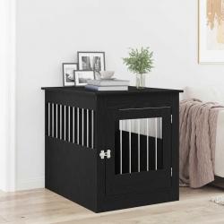 Meuble pour cage à chien en chêne noir 80 x 64,5 x 71 cm en bois d'ingénierie