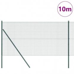 Grillage en fil soudé avec 7 poteaux verts 1.2x10 m en acier