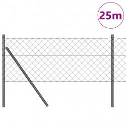 Jeu de Poteaux de Clôture Gris 0.8 x 25 m Acier galvanisé
