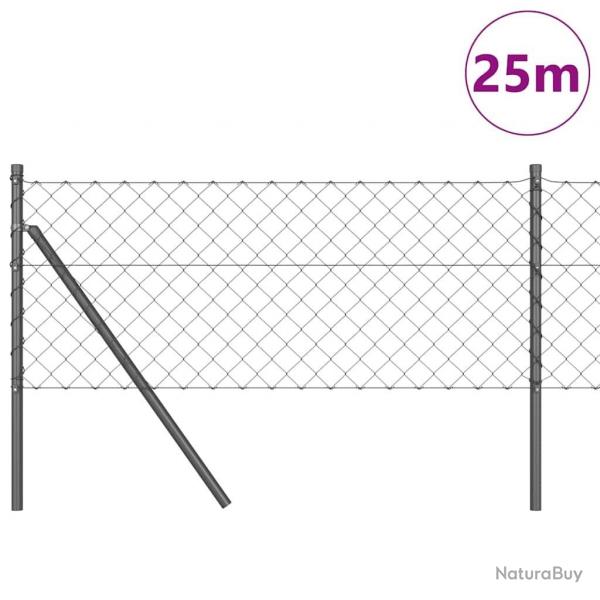 Jeu de Poteaux de Clture Gris 0.8 x 25 m Acier galvanis