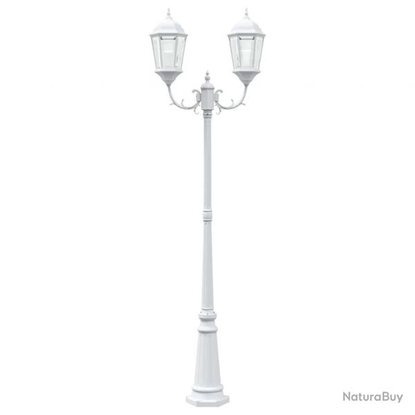 Poteau de lumire de jardin 2 lampes E27 Blanc 235 cm Aluminium