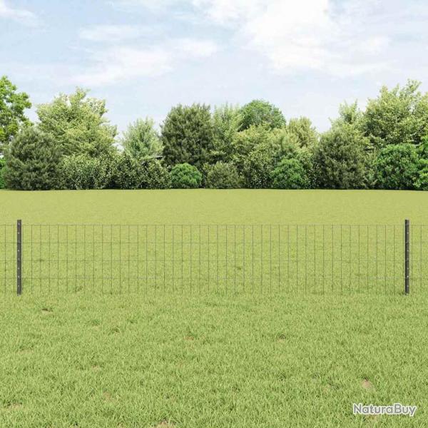 Clture Euro avec 22 poteaux U Gris 0,4x50 m Acier