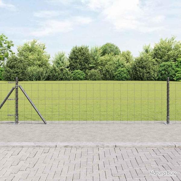 Clture Euro avec 13 poteaux  bride 0.6x25 m en acier galvanis