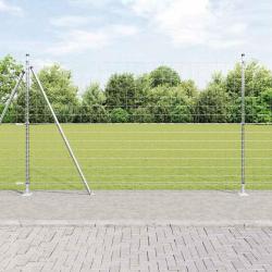 Clôture Euro avec 7 poteaux, 1,4 x 10 m, en acier galvanisé