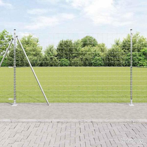 Clture Euro avec 7 poteaux, 1,4 x 10 m, en acier galvanis