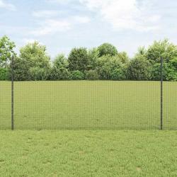 Clôture en Fil Soudé avec 22 Poteaux U Grise 1,2x25 m Acier