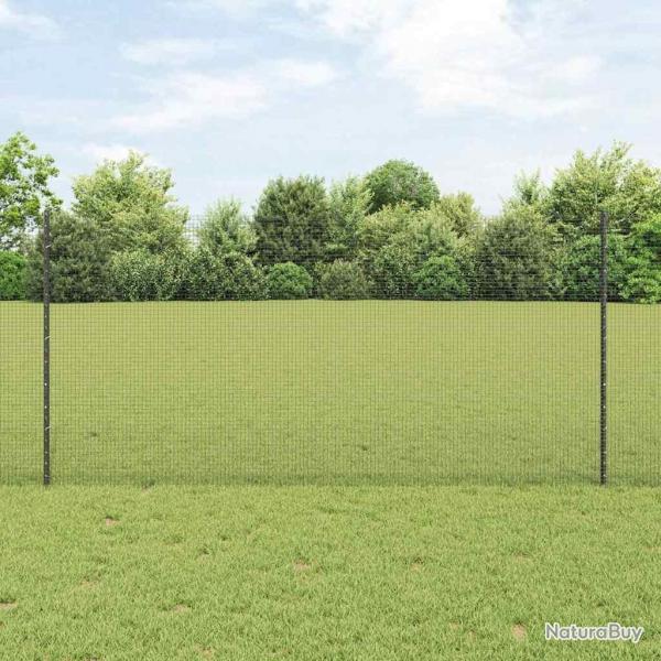 Clture en Fil Soud avec 22 Poteaux U Grise 1,2x25 m Acier