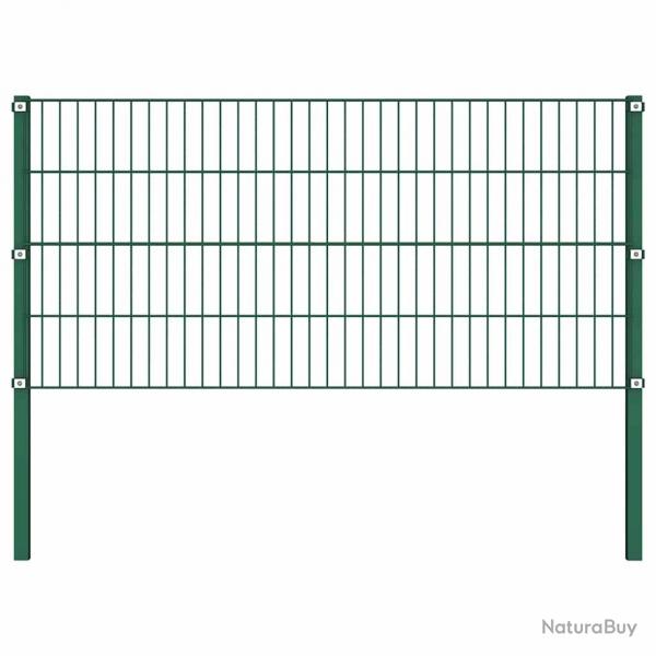 Panneau de clture avec poteaux Fer 1,7 x 0,8 m Vert