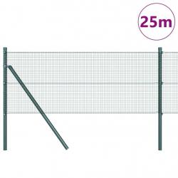 Clôture en fil soudé avec 13 poteaux verts 0.8x25 m en acier