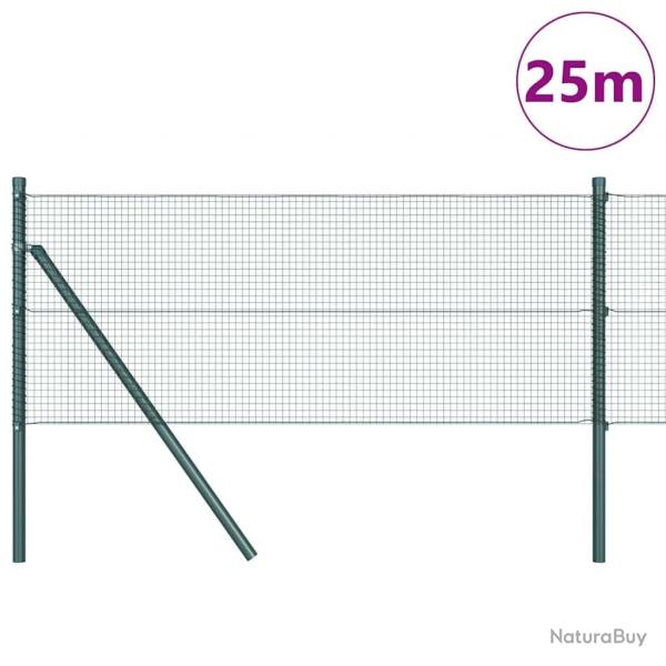 Clture en fil soud avec 13 poteaux verts 0.8x25 m en acier