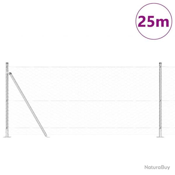 Ensemble de clture Lot de 2 Acier galvanis 25 x 1 m Durable