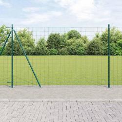 Clôture Euro avec 7 poteaux flasques 1,5 x 10 m en acier galvanisé