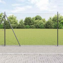 Clôture Euro avec 7 poteaux à brides 1,5 x 10 m en acier galvanisé