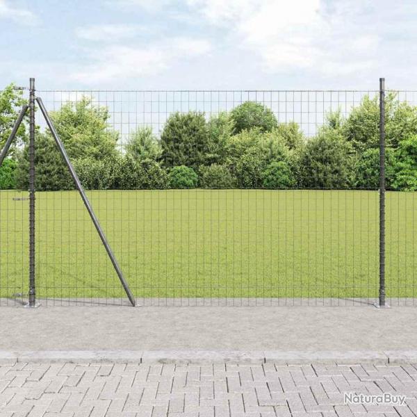 Clture Euro avec 7 poteaux  brides 1,5 x 10 m en acier galvanis