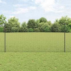 Clôture en fil soudé avec 22 poteaux en U gris 1,2x25 m acier