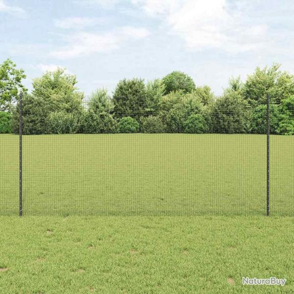Clture en fil soud avec 22 poteaux en U gris 1,2x25 m acier
