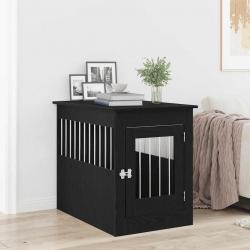 Meuble pour cage à chien en chêne noir 80 x 55 x 68 cm en bois d'ingénierie
