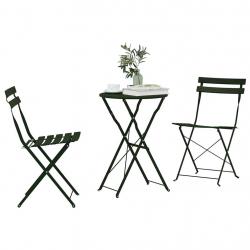 Set de Bistro Pliable 3 Pièces Vert Foncé en Acier