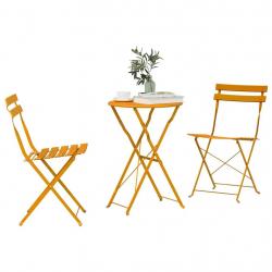 Set de bistro pliable 3 pièces jaune moutarde en acier