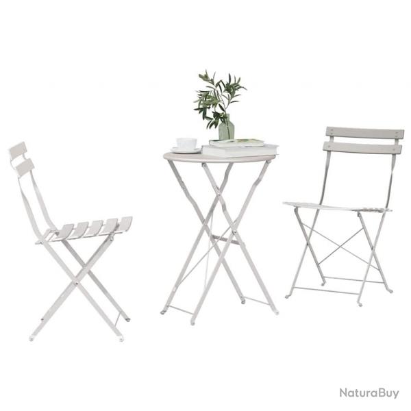 Set de bistro pliable 3 pices beige en acier