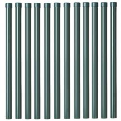 Poteaux de clôture 12 pcs Vert 60 cm Acier peint par poudre