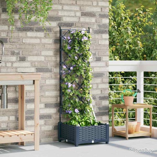 Jardinire avec treillis grise 40x40x125,5 cm