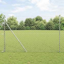 Jeu de Poteaux de Clôture Argent 1.5 x 10 m Acier galvanisé