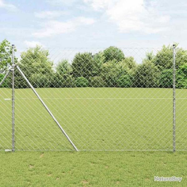 Jeu de Poteaux de Clture Argent 1.5 x 10 m Acier galvanis