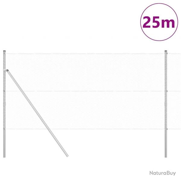 Ensemble de clture Set de 2 Acier galvanis 25 x 1,2 m