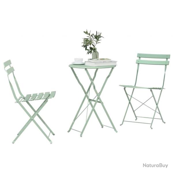Ensemble de Bistro Pliable 3 Pices Mint Clair en Acier