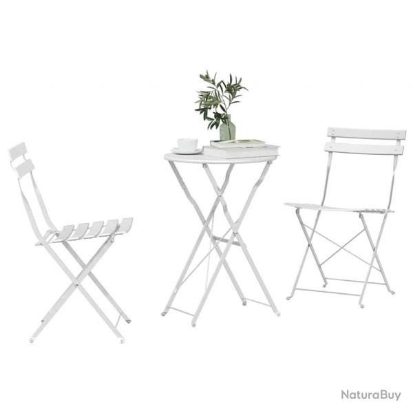 Ensemble Bistro Pliant 3 Pices Blanc Acier