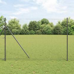 Clôture Euro avec 7 poteaux 1,6 x 10 m en acier galvanisé gris