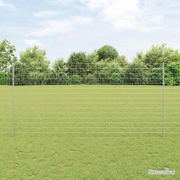 Clture Euro avec 10 poteaux Argent 1,6x10 m Acier