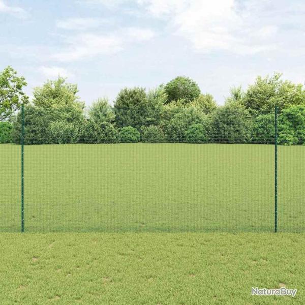 Clture en Fil Soud avec 5 Piquets Vert 1,6x10 m Acier