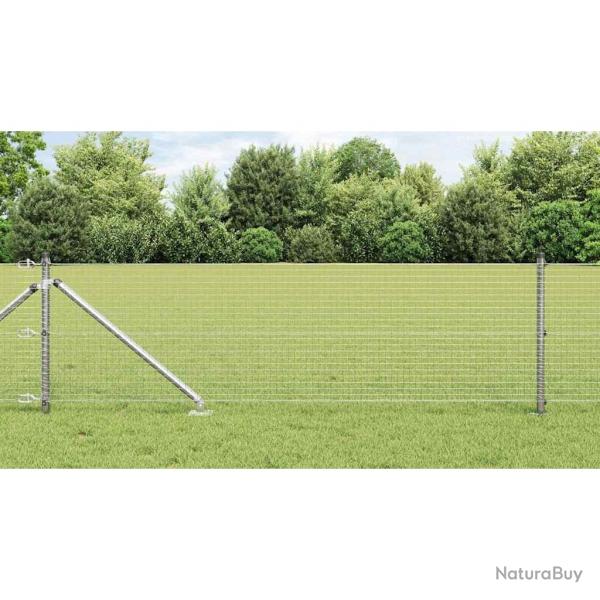 Clture en fil soud avec 7 piquets de montage 0,4x10 m Acier galvanis