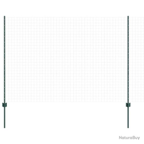 Poteaux de clture argents 22 pcs Vert 50 x 1.5 m Mtal
