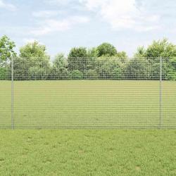 Clôture en fil soudé avec 22 poteaux U Argent 1.2x25 m Acier