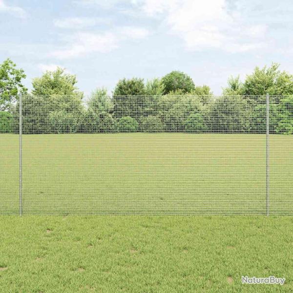 Clture en fil soud avec 22 poteaux U Argent 1.2x25 m Acier