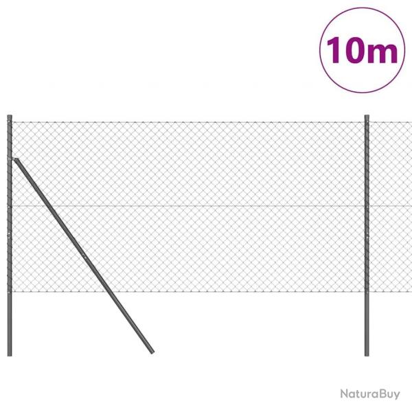 Jeu de Poteaux de Clture Gris 1 x 10 m Acier galvanis