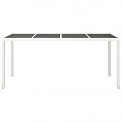 Table de Salle à Manger de Jardin Blanche 190x90x75 cm Poly Rattan