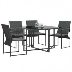 Set de 4 fauteuils de jardin noirs avec coussins